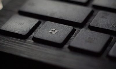 black laptop computer keyboard in closeup photo
