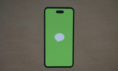 a green iphone case with a white speech bubble on it