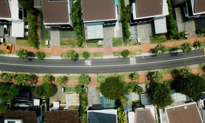 aerial photo of brown roof houses