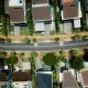 aerial photo of brown roof houses