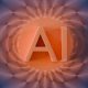 Ai letters on a glowing orange and blue background